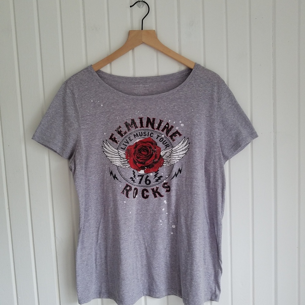Lane Bryant Women's 14/16 Feminine Rocks Festival Casual Tee